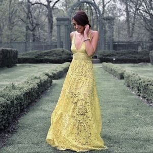Dress the population yellow lace dress